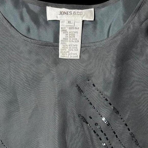 2000s silk beaded ethereal whimsigoth chiffon layered tank top NWT Jones & Co XL - Picture 3 of 8